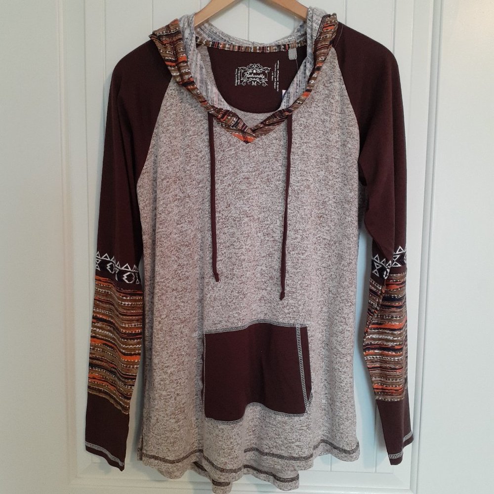 NWT Panhandle Long Sleeve Hoodie with Kangaroo Pocket Light Brown Size M